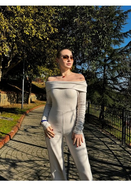 Kadın Uzun Kollu Madonna Yaka Şardonlu Kaşkorse Tulum indirimleri