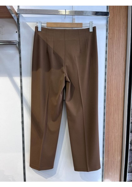 Poly Viscose Yüksek Bel Pervazli Pantolon