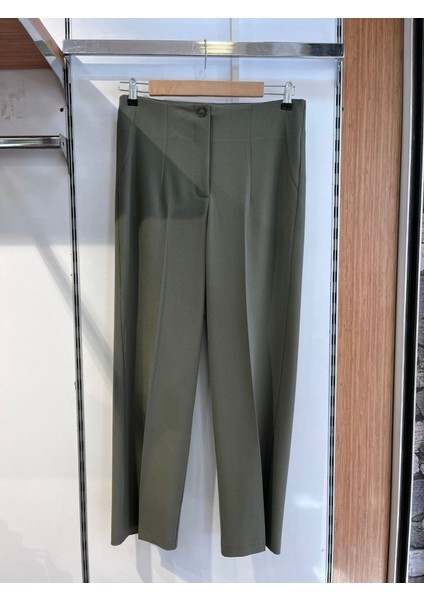 Poly Viscose Yüksek Bel Pervazli Pantolon