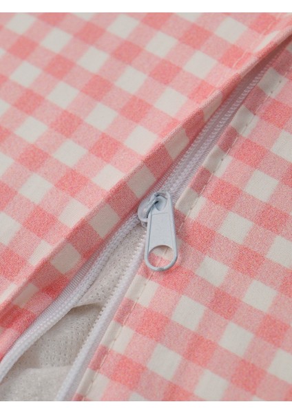 Organik Pamuk Poplin Pembe-Beyaz Pötikare Volanlı Fırfırlı Yastık Kılıfı indirimleri