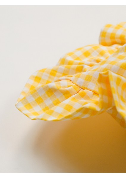 Organik Pamuk Poplin Sarı-Beyaz Pötikare Volanlı Fırfırlı Yastık Kılıfı modelleri