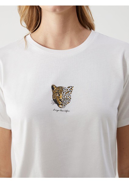 Lcw Vision Bisiklet Yaka Leopar Baskılı Kadın Tişört (S5) modelleri