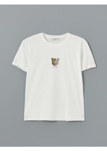 Lcw Vision Bisiklet Yaka Leopar Baskılı Kadın Tişört (S5) indirimleri