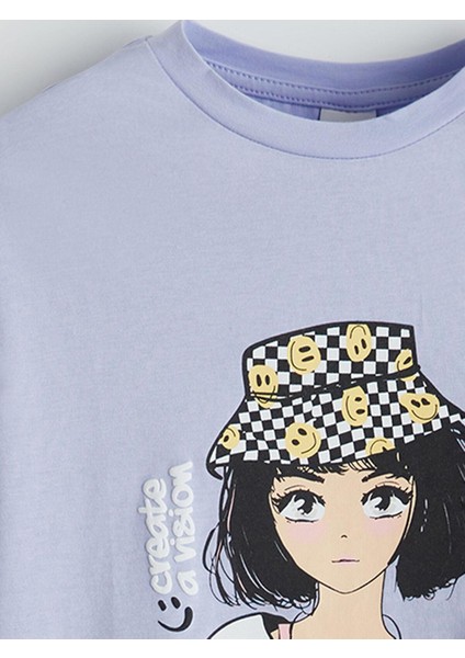 Lcw Kids Bisiklet Yaka Anime Baskılı Kız Çocuk Tişört (S5)