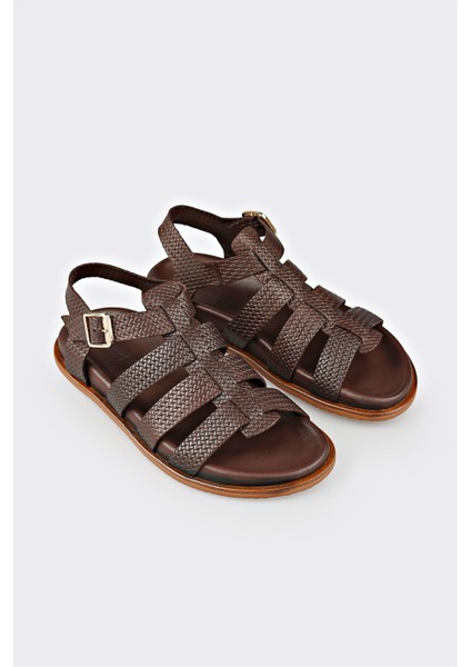 Kahve Deri Kadın Düz Sandalet fiyatları