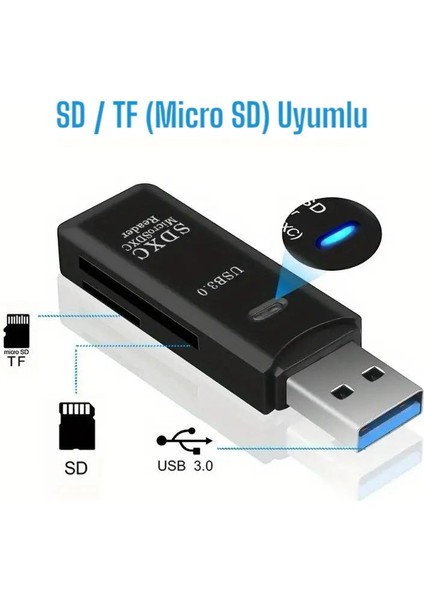 USB 3.0 Micro Sd/tf Çoklu Kart Okuyucu Adaptör - Siyah - Kamera Hafızasından Fotoğraf ve Veri Aktarma indirimleri