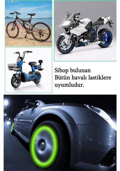 Yeşil Fosforlu Lastik Sibop Kapağı Gece Parlayan Sibob Kapağı 4 Adet