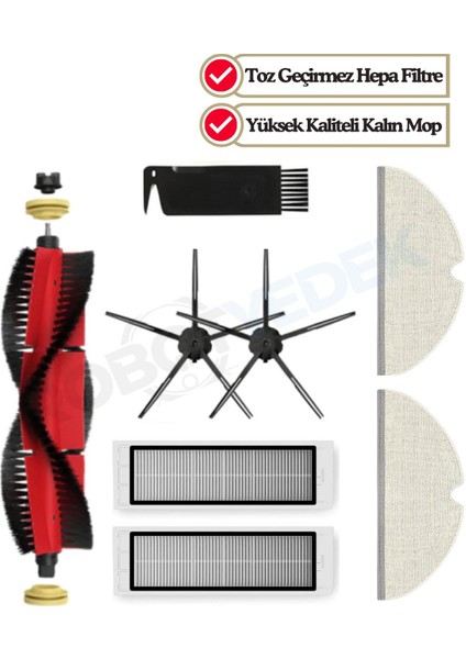 Roborock S5 Max, S6, S6 Pure,s6 Maxv Uyumlu Siyah Yedek Fırça,hepa Filtre, Mop Yenileme Seti-8 Parç