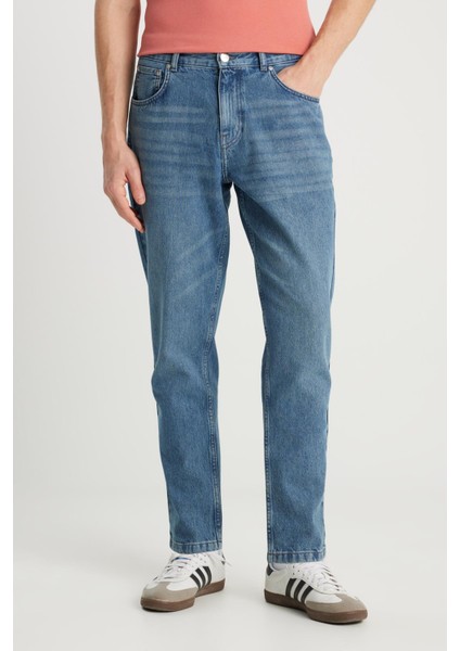 %100 Pamuk Frank Relaxed Fit Geniş Kesim Indigo Jean Denim Erkek Pantolon FRNK00013381 modelleri
