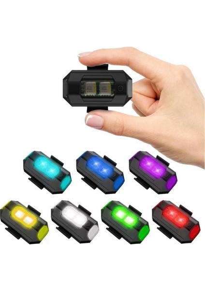 Motosiklet Drone Bisiklet Otomotiv Şarjlı Kablosuz Mini LED Lamba Cakarlı 7 Renk Flaşlı