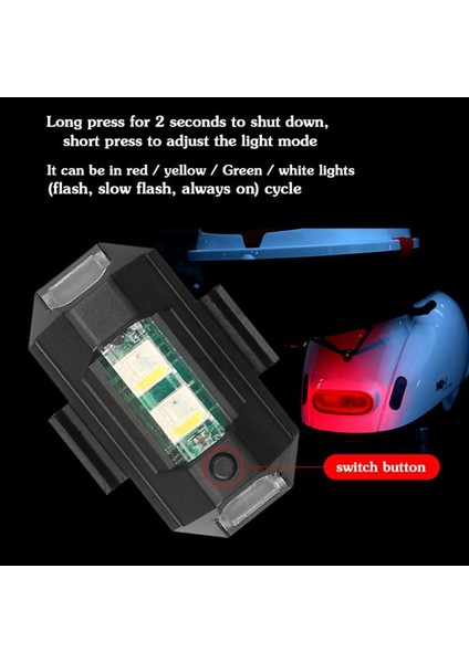 Motosiklet Drone Bisiklet Otomotiv Şarjlı Kablosuz Mini LED Lamba Cakarlı 7 Renk Flaşlı modelleri