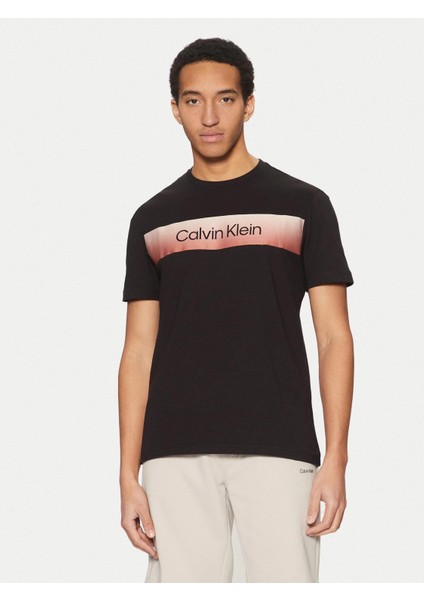 Erkek Kısa Kollu Pamuklu Bisiklet Yaka Yazı Detaylı Siyah T-Shirt K10K114163 fırsatları