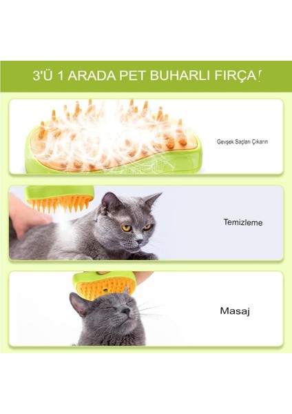 Buharlı Kedi Köpek Fırçası Şarjlı Soğuk Buhar Tüy Tarağı Tüy Toplama Tarama Fırça Tarak
