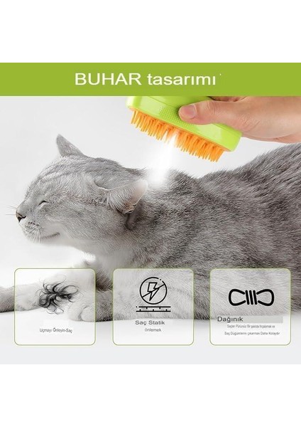Buharlı Kedi Köpek Fırçası Şarjlı Soğuk Buhar Tüy Tarağı Tüy Toplama Tarama Fırça Tarak