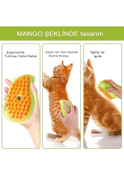 Buharlı Kedi Köpek Fırçası Şarjlı Soğuk Buhar Tüy Tarağı Tüy Toplama Tarama Fırça Tarak