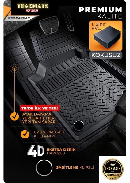 Chery Tıggo 7 Pro 2020-2021-2022-2023-2024-2025 Kesilebilir Lüks Esnek Oto Paspas Ada Siyah