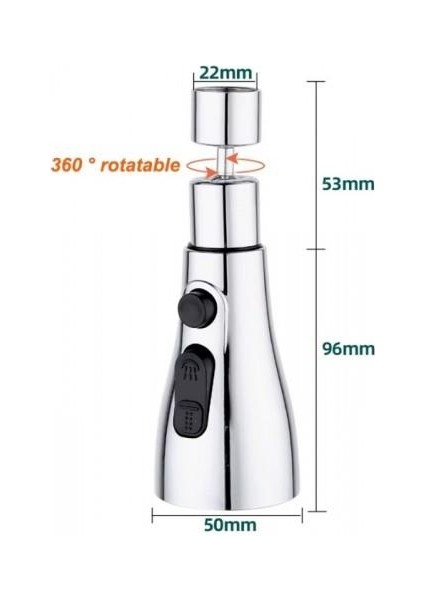 3 Fonksiyonlu Metalik Musluk Başlığı fiyatları