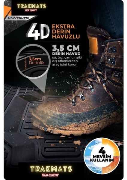 Audı A4 (B9) 2016-2017-2018-2019-2020-2021-2022-2023-2024-2025 Kesilebilir Lüks Esnek Oto Paspas Ada Siyah
