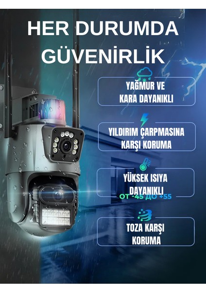 Wi-Fi Güvenlik Kamerası Çift Kameralı 360° Dönebilen Hareket Algılayıcı Gece Görüşlü Telefon Kontrollü Kamera fiyatları