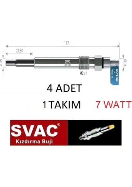 Kızdırma Bujisi Octavia 2.0 Tdi Passat Touran Jetta -SV106- 4 Ad.