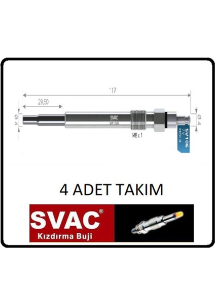 Kızdırma Bujisi 7V Audi A3 A4 A6 2.0tdi- SV106- 4 Adet Takım