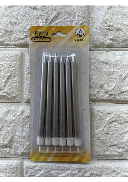 - 6 Adet Pasta Mumu Gümüş 13 cm Gnzrz