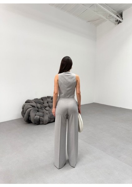 Toskana Çi̇zgi̇li̇ Kruvaze Yaka Tek Düğmeli̇ Yelek Pantolon Takim fiyatları