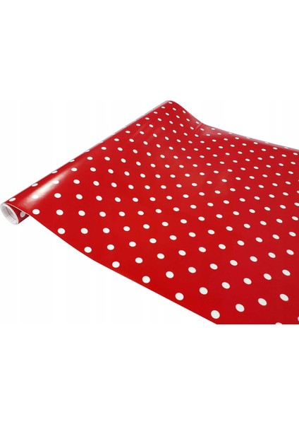 276-0627 Kırmızı Puantiye Desen Kendinden Yapışkanlı Folyo ( 45 cm x 2 mt )
