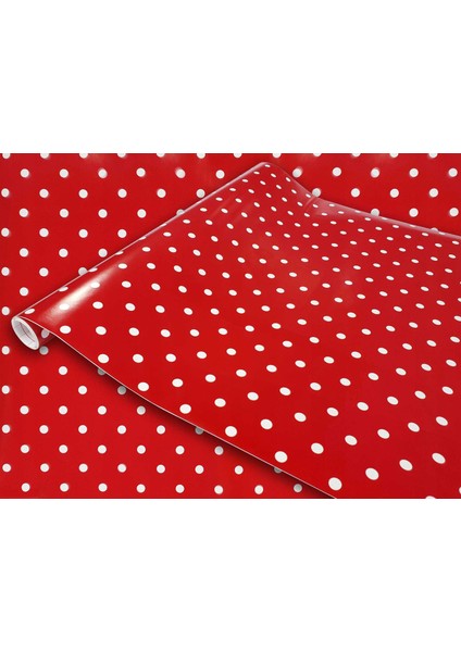 276-0627 Kırmızı Puantiye Desen Kendinden Yapışkanlı Folyo ( 45 cm x 2 mt ) modelleri