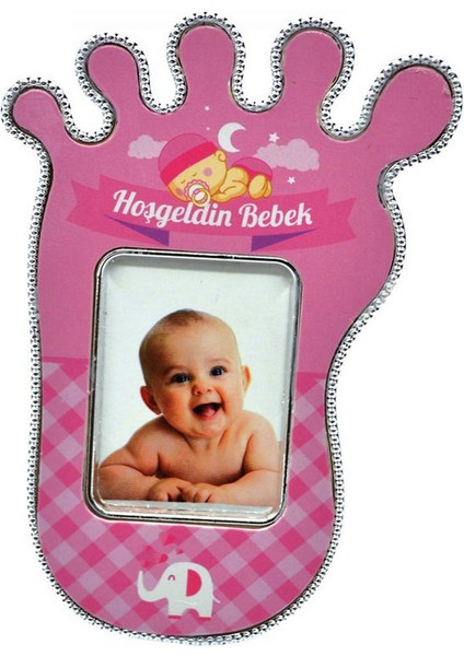 - 25 Adet Plastik Büyük Ayak Mini Fotoğraf Çerçevesi Pembe Gnzrz
