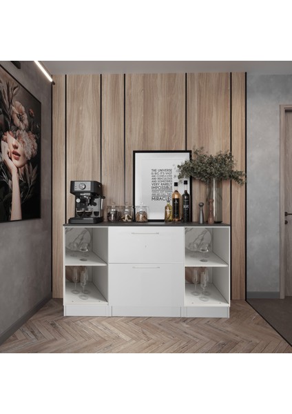 Juba Mutfak 2 Kapaklı-2 Çekmeceli Alt Modül -160 cm - Çok Amaçlı Dolap -Beyaz-Tezgah Dahil modelleri