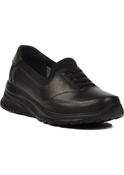 Siyah Deri Kadın Günlük Ayakkabı 0044 Z