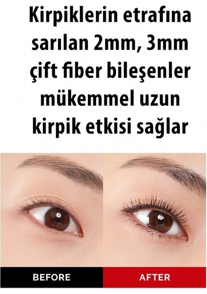 Realong Cara Black - Uzatma ve Hacim Etkili, Kıvrım Sağlayan Suya Dayanıklı Siyah Maskara