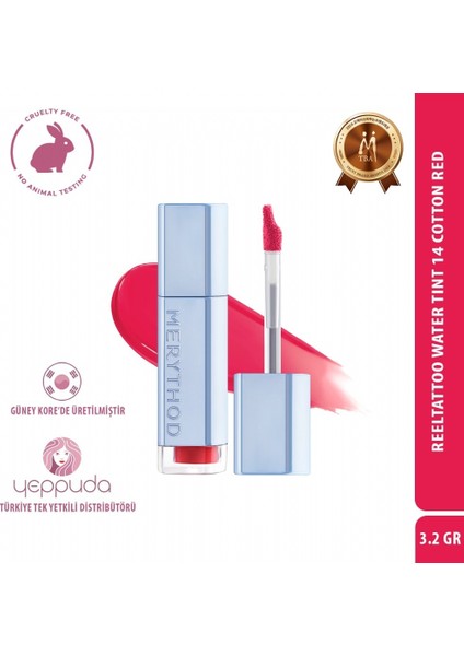 Reeltattoo Water Tint 14 Cotton Red - Gün Boyu Kalıcı Doğal Görünüm Sağlayan Tint