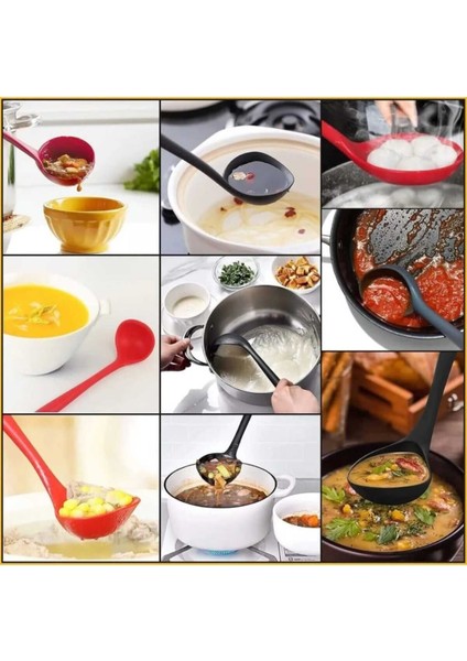 1 Adet Sert Uçlu Isıya Dayanıklı Yanmaz Yapışmaz Tava Çizmez Silikon Yemek Kepçesi fırsatları