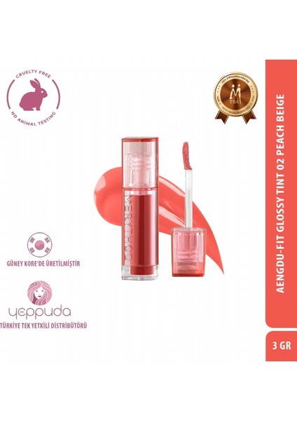 Aengdu-Fit Glossy Tint 02 Peach Beige - Yoğun Pigmentli Tint