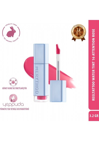 Reeltattoo Water Tint 16 Attention Rose - Gün Boyu Kalıcı Doğal Görünüm Sağlayan Tint