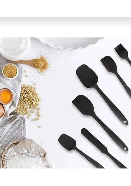 6lı Takım Yanmaz Yapışmaz Mutfak Pasta Slikon Yumurta Fırçası Kaşık Bıçak Spatula Seti