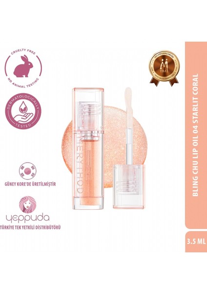 Bling Chu Lip Oil 04 Starlit Coral - Besleyici ve Nemlendirici Renkli Dudak Yağı