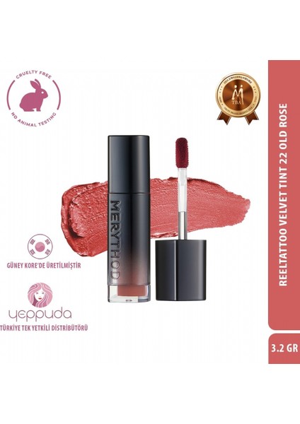 Reeltattoo Velvet Tint 22 Old Rose - Mat Bitişli Kadifemsi Dokulu Tint