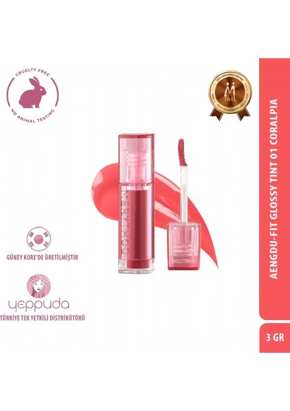 Aengdu-Fit Glossy Tint 01 Coralpia - Yoğun Pigmentli Tint