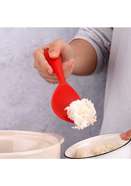 Sert Uçlu Isıya Dayanıklı Yanmaz Yapışmaz Silikon Uzun Kaşık 28 cm Kısa Kaşık 22 cm / 2 Adet