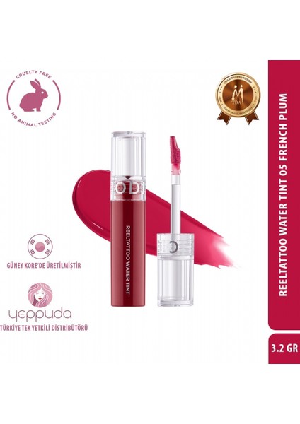Reeltattoo Water Tint 05 French Plum - Gün Boyu Kalıcı Doğal Görünüm Sağlayan Tint