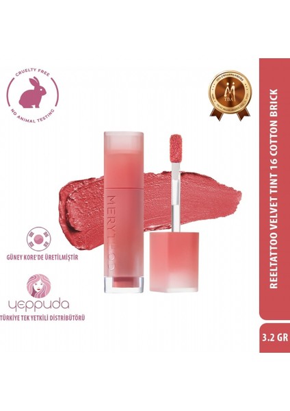 Reeltattoo Velvet Tint 16 Cotton Brick - Mat Bitişli Kadifemsi Dokulu Tint