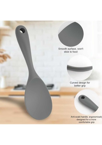 Sert Uçlu Isıya Dayanıklı Yanmaz Yapışmaz Silikon Uzun Kaşık 28 cm Kısa Kaşık 22 cm / 2 Adet fiyatları