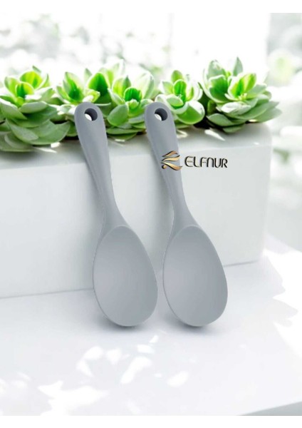 Sert Uçlu Isıya Dayanıklı Yanmaz Yapışmaz Silikon Uzun Kaşık 28 cm Kısa Kaşık 22 cm / 2 Adet modelleri