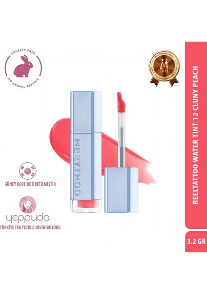 Reeltattoo Water Tint 12 Cluny Peach - Gün Boyu Kalıcı Doğal Görünüm Sağlayan Tint