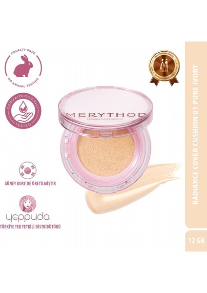 Radiance Cover Cushion 01 Pure Ivory - Nemli ve Parlak Görümüm Sunan Fondöten SPF50+PA+++
