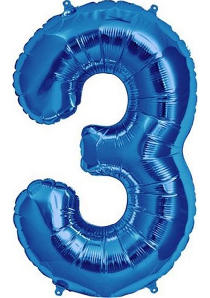 - 16 Inç 3 Rakamı Folyo Balon Mavi 40 cm Gnzrz