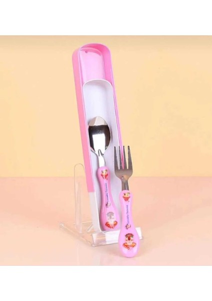 1 Adet Çocuk Silikon Saplı Figürlü Metal Uçlu Kaşık ve Çatal - Mama Kaşığı Seti modelleri
